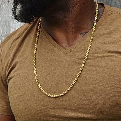 Giftall 4MM Rope Chain Necklace Stainless Steel Twist Rope Chain Necklace  for Men Women 24 Inches 18K Real Gold Plated - Yahoo Shopping