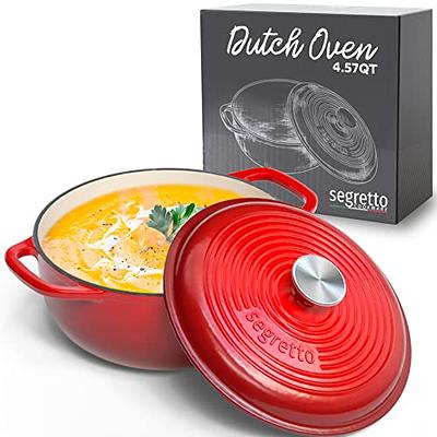 Segretto Cookware Enameled Cast Iron Dutch Oven with Handle, 4.57