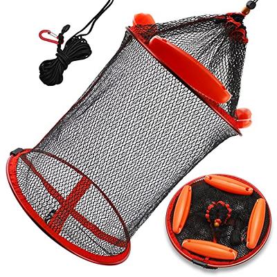 Ice Fishing Basket,Floating Ice Fishing Bucket,Portable Fish Storage Net  Collapsible Nylon-mesh,Fishing Net for Keeping Fish Live