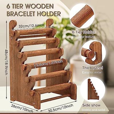 3 Tier Solid Wood Bracelet Jewelry Display Rack With Removable