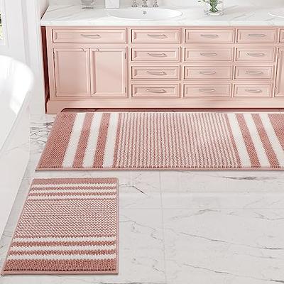 PrimeBeau Striped Bath Rugs for Bathroom Anti-Slip Bath Mats Soft