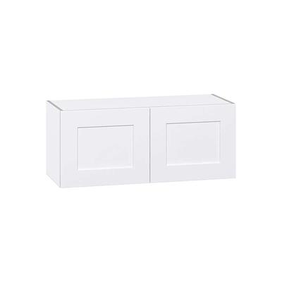 J Collection Wallace Painted Warm White Assembled Corner Wall Kitchen Cabinet with Glass Door (24 in. W x 30 in. H x 14 in. D)