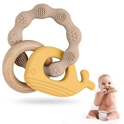 Nibbling Teething Ring - Kale - Natural Wood and Food Grade Silicone! girl