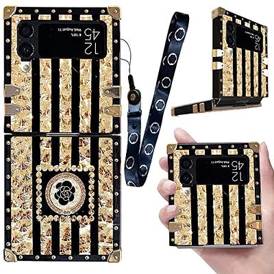 For Samsung Galaxy Z Flip 4 Flip 3 Square Retro Leather Shockproof Case