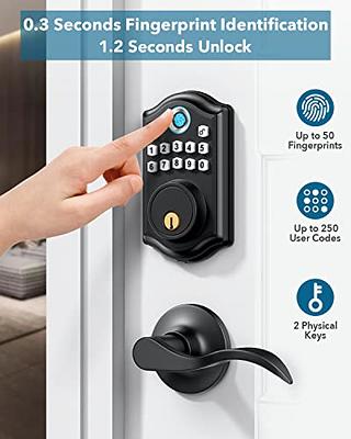  TEEHO TE002 Fingerprint Door Lock - Keyless Entry Door Lock  with Keypad - Electronic Keypad Deadbolt Lock - Smart Locks for Front Door  - Door Lock with Code - Easy Installation 