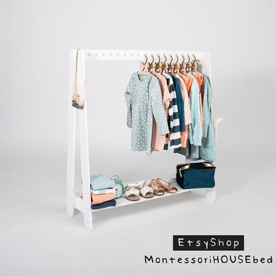 Montessori Clothing Rack With Shelf Personalized Kids -  in