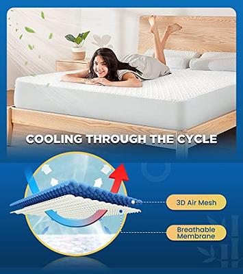 TASTELIFE Queen Size 100% Waterproof Mattress Protector Cotton Terry Top  Cover, Fitted 8-21 Deep Pocket Pad Cover Vinyl Free Washable, Breathable  