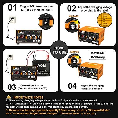 0-10 Amp 12v Battery Charger Automotive Manual Automobile Battery  Maintainer 12 Volt Auto Car Boat Marine Battery Trickle Charger