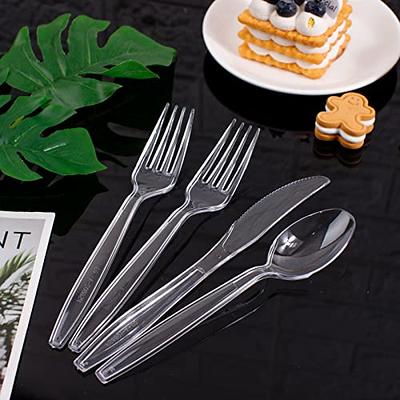 MOACOCK 200 Count Plastic Silverware, Heavy Weight Plastic Forks