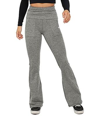 Aurgelmir Womens Flare Yoga Pants High Waisted Foldover Workout Leggings  with Pockets Tummy Control Bell Bottom Pants Grey - Yahoo Shopping