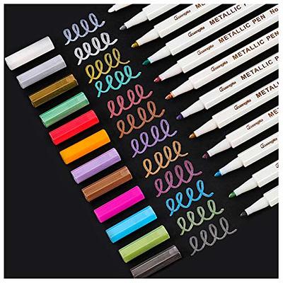 Shuttle Art Metallic Marker Pens, 30 Colors Metallic Paint Markers with 1 Coloring Book Fine Point for DIY Card, Calligraphy, Art and Crafting