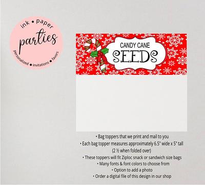 Candy Cane Seeds Christmas Holiday Favor Favors Bag Bags Treat Toppers - We  Print & Mail To You - Yahoo Shopping