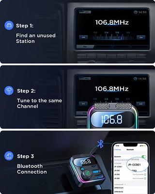  LENCENT FM Transmitter in-Car Adapter, Wireless Bluetooth 5.0  Radio Car Kit,Type-C PD + QC3.0 Fast USB Charger, Hands Free Calling, Mp3  Player Receiver Hi Fi Bass Support U Disk : Electronics