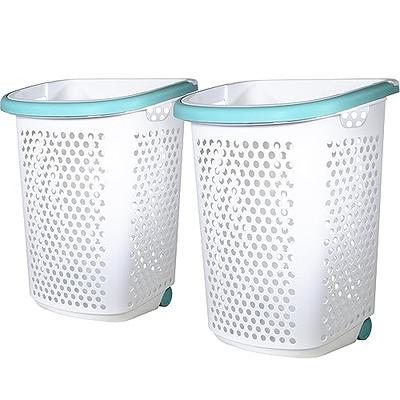 Gracious Living Easy Carry Flex 87 L Plastic Laundry Hamper, White (2 Pack)