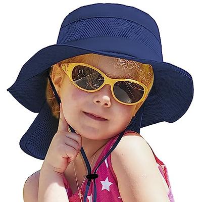 Kids Sun Hat with Neck Flap for Girls Boys, Wide Brim UV Protection UPF50+  Beach Hat with Adjustable Chin Strap 2-9 Years Blue - Yahoo Shopping