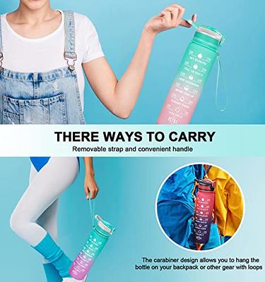 MEITAGIE 32oz Leakproof Motivational Sports Water Bottle with Straw & Time Marker, Flip Top Durable BPA Free Tritan Non-Toxic Frosted Bottle Perfect