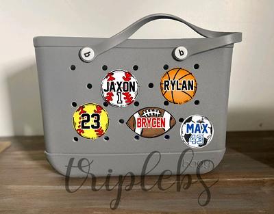 Bogg Bag Photo Button Charm Sports Team Printed Logo Custom 