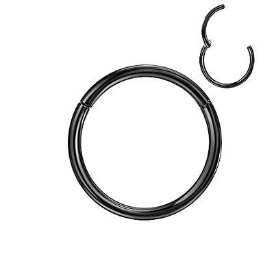 316L Surgical Steel Black PVD Multi Spike Septum Ring Hinged Clicker Hoop