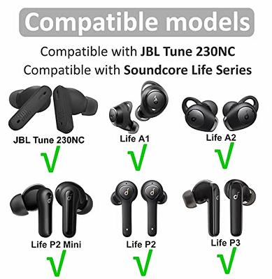  IiEXCEL 9 Pairs Ear Tips Compatible with JBL Tune 230NC TWS  in-Ear Headphones, S/M/L 3 Size Silicone Eartips Earbuds Ear Buds Gel Wings  Skin Accessories Compatible with Soundcore Life Series 
