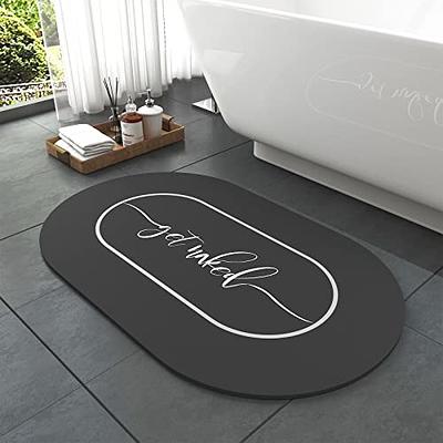 Get Naked Black & White Bath Mat Backing Water Absorbent Bathroom