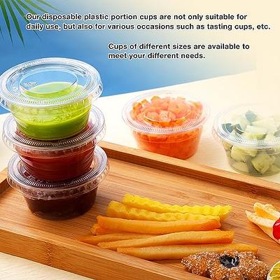 Clear Jello Shot Cups With Lids, Plastic Portion Cups / Condiment Cups /  Sauce Cups, 100 Small Containers With Lids, 4 Oz Dressing Container To Go 4  oz.