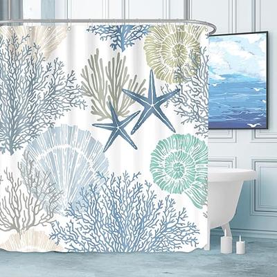 Tritard Nautical Coastal Waterproof Fabric Shower Curtain Starfish Seashell  Coral Beach Themed Bath Curtain Ocean Shower Curtains for Bathroom with 12  Hooks, 72x72, Blue - Yahoo Shopping