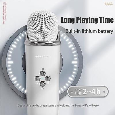 Moyic Mini Karaoke Machine for Kids, Portable Bluetooth Karaoke Speaker  with 2 Wilreless Microphones, Karaoke Toys Gifts for Girls Boys, White 