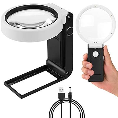 6X 10X Magnifying Glass with Light-12 LED Handheld Illuminated