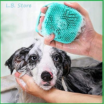  Dog Bath Brush, Soft Silicone Rubber Dog Grooming Brush Pet  Massage Brush Shampoo Dispenserfor Short Long Haired Dogs and Cats Washing  Shower(blue) : Pet Supplies