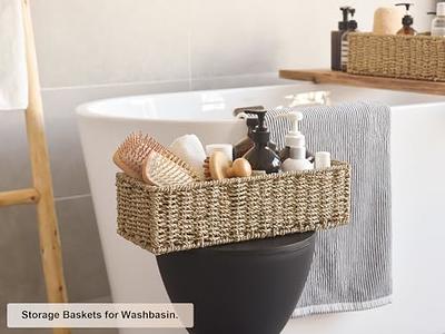 Wicker Baskets for Organizing Bathroom, Seagrass Baskets for