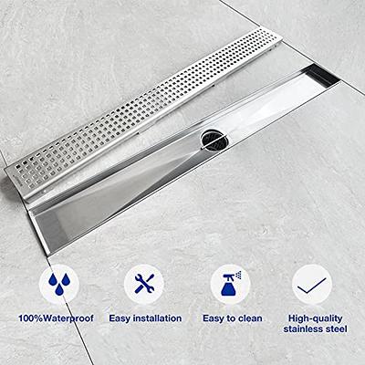 4 Inch Square Shower Floor Drain, 304 Stainless Steel Shower Drain Cover  Removable Grid Cover and Hair Filter Brushed CUPC Certified