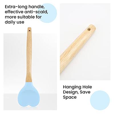 Soup Spoon Hanging Hole Silicone Mixing Spoon Solid Color Heart