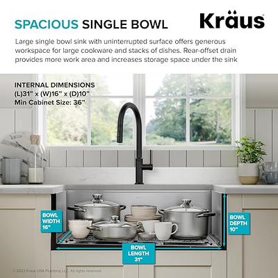 Beslend 32'' L Undermount Single Bowl Stainless Steel Kitchen Sink