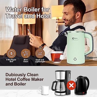 Small Electric Tea Kettle Stainless Steel, 0.8L Portable Mini Hot Water  Boiler Heater, Travel Electric Coffee Kettle with Auto Shut-Off & Boil Dry