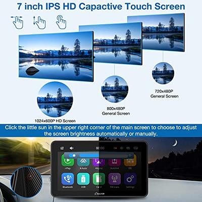7 Inch Wireless Apple Carplay & Android Auto, AotuLink Portable Car Stereo,  HD Touch Screen with Mirror Link, Multimedia Player, Bluetooth, AUX/FM