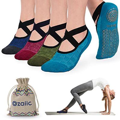  Pilates Grips Socks For Women, Non Slip Socks For Yoga,  Barre, Dance, Hospital, Workout Anti Skid Crew Socks