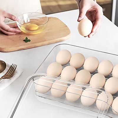 2023 New Egg Holder For Refrigerator, Automatically Rolling Egg Storage  Container, 2 Tier Plastic Egg Holder Space Saving Egg Tray For Refrigerator  or