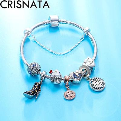 JIAYIQI 925 Silver October Pink Charms for Bracelet Gift for