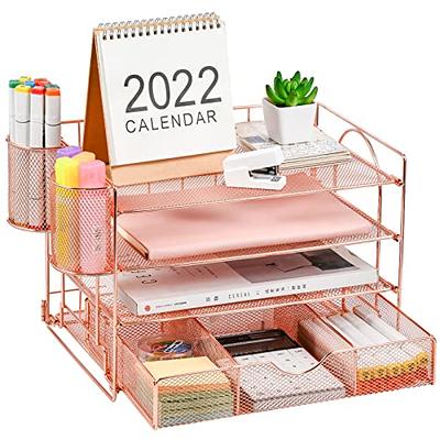  Becomrock Desk Organizers with Pen Holder - Office Supplies  Desk Accessories, DIY Desktop Organizer with Post-it Notes and Phone Holder  (Gold) : Office Products