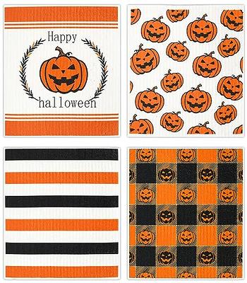 Whaline 4Pcs Halloween Swedish Dishcloths Pumpkin Happy Halloween Stripe  Plaid Kitchen Dish Towel Reusable Washable Cotton Kitchen Towels for  Halloween Holiday Baking Cooking, 6.7 x 7.7Inch - Yahoo Shopping