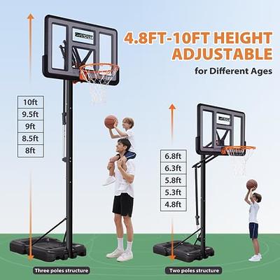 Portable Basketball Hoop Quickly Height Adjusted 6.6ft - 10ft Outdoor/Indoor  Basketball Goal System with 44 inch Shatterproof Backboard and Wheels for  Adults - Yahoo Shopping