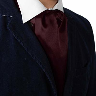 Silk Cravat Ascot Tie For Men Scarf Suit Wine Red Mens Neck Wear