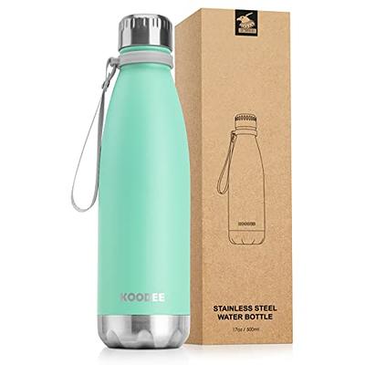 koodee 12 oz Water Bottle with Straw- Stainless Steel Double Wall