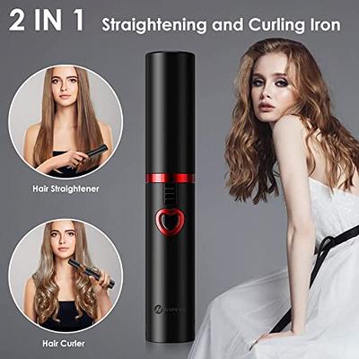 Hair Straightener, Cordless Straightener, Portable Flat Iron for Hair,  USB-C Rechargeable Ceramic Mini Flat Iron with 4800mA Battery, Adjustable