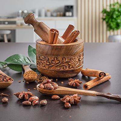 Wood Mortar and Pestle Set, Wooden Herb Grinder, Spice Grinder, Small  Crusher