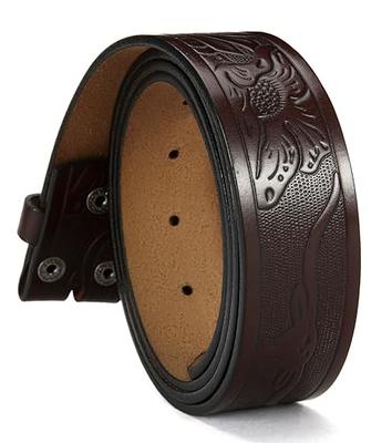 XuoAz Western Cowboy Belt for Men Women - Floral Engraved PU Leather  Longhorn Bull Buckle Belts (for 25 to 38 Waist) at  Men's Clothing  store