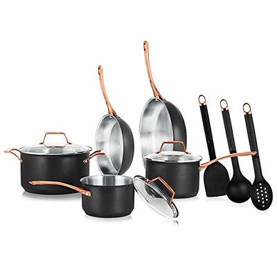 NutriChef 11 Pcs. Stylish Kitchen Set w/Modern Cookware Design Non-Stick  Kitchenware Pots & Pans, Small & Medium Skillet Fry Pans w/Golden Handles,  NCONYX - Yahoo Shopping