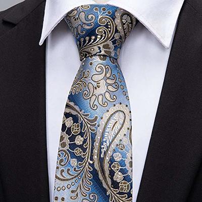 Alizeal Mens Classic Paisley Bow Tie, Hanky and Cufflinks Set (Light Blue)  - Yahoo Shopping
