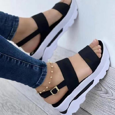 Women's Solid Color Wedge Heels, Closed Toe Slip On Platform Espadrilles  Sandals, Casual & Lightweight Shoes - Temu