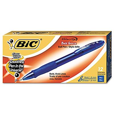 BIC Atlantis Velocity Bold Retractable Ball Pen, Bold Point (1.6mm), Blue,  12-Count, Rubber Grip for Comfortable Writing - Yahoo Shopping